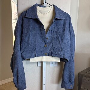 MADE WITH LOVE CROPPED CORDUROY JACKET AND RIBBED TEE